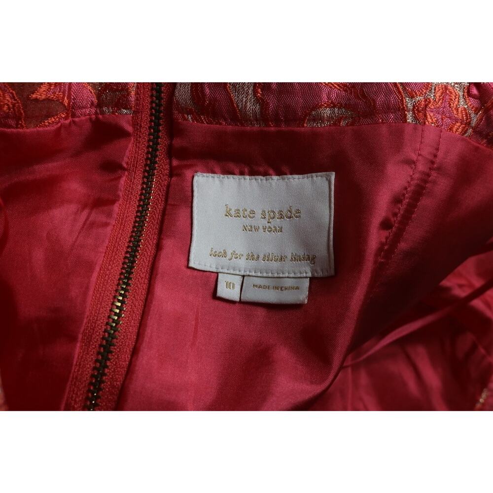 Kate Spade Dress 10 Orange Pink Faye Pineapple Strapless Damask Jacquard Fabric - Picture 4 of 6